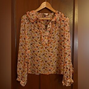 Anna Sui silk floral shirt. Size 4 xs-s.